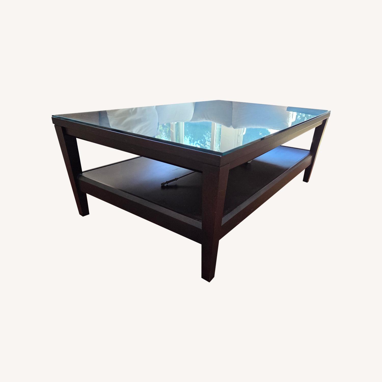 Crate & Barrel Dark Brown Wood Coffee Table - image-0