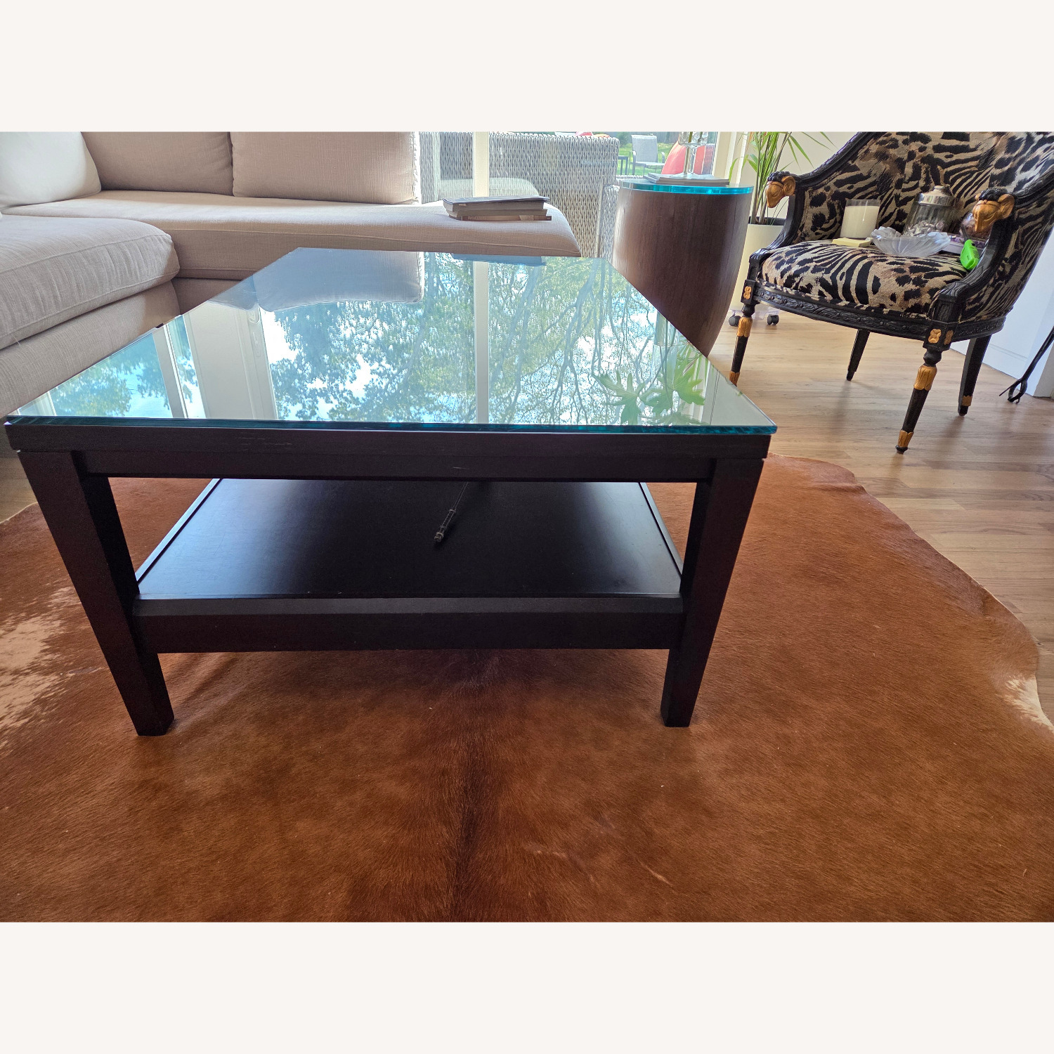 Crate & Barrel Dark Brown Wood Coffee Table - image-1