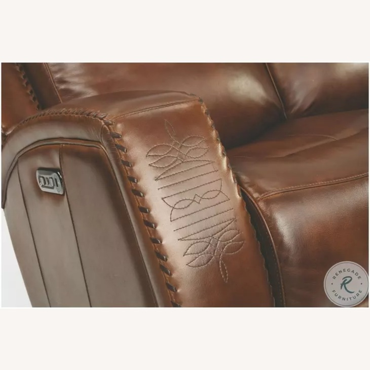 Mustang Brown Leather Power Reclining Sofa - image-26