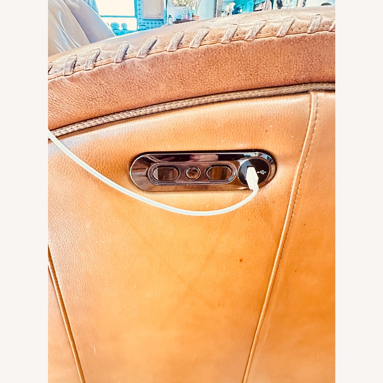 Mustang Brown Leather Power Reclining Sofa - image-4