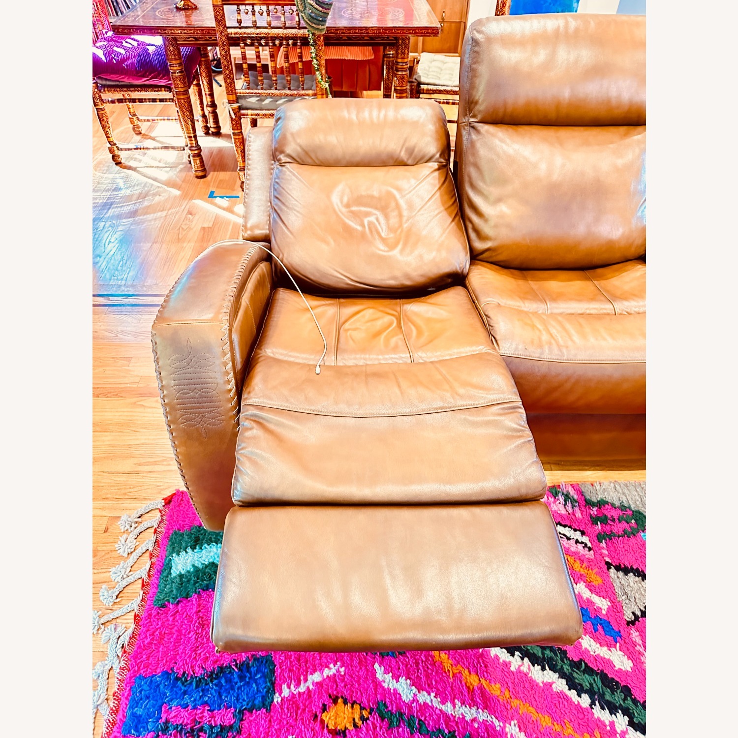 Mustang Brown Leather Power Reclining Sofa - image-6