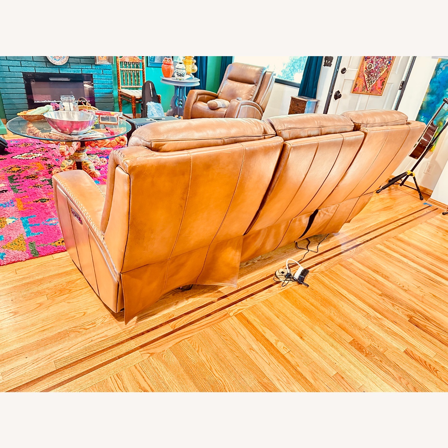 Mustang Brown Leather Power Reclining Sofa - image-15