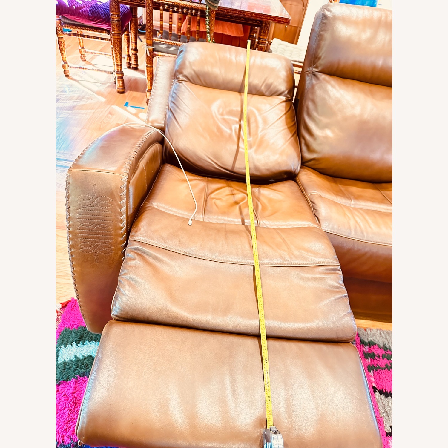 Mustang Brown Leather Power Reclining Sofa - image-8