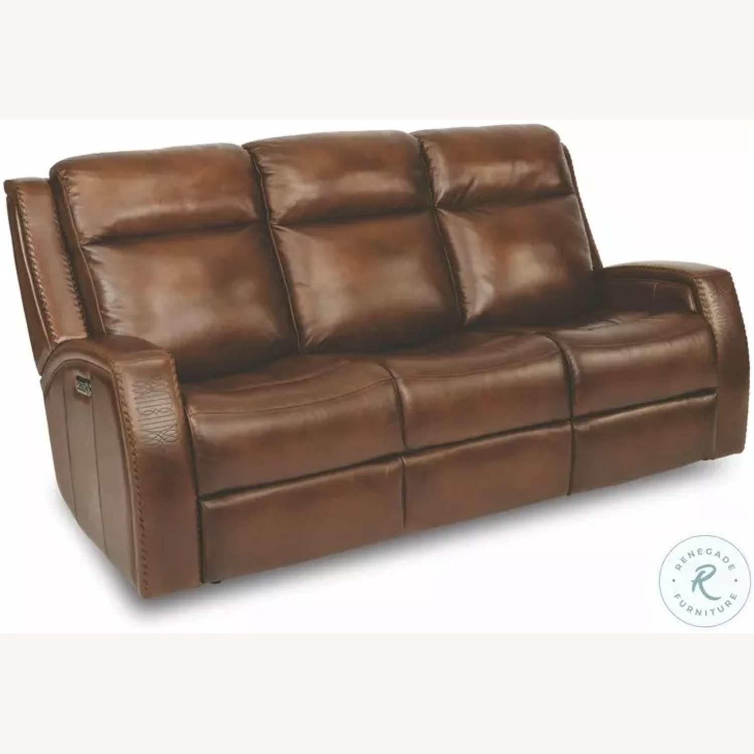 Mustang Brown Leather Power Reclining Sofa - image-0