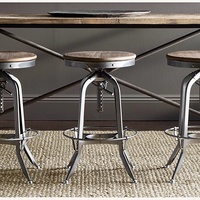 RH Chrome & Leather Vintage Toledo Barstools (Set of 3)