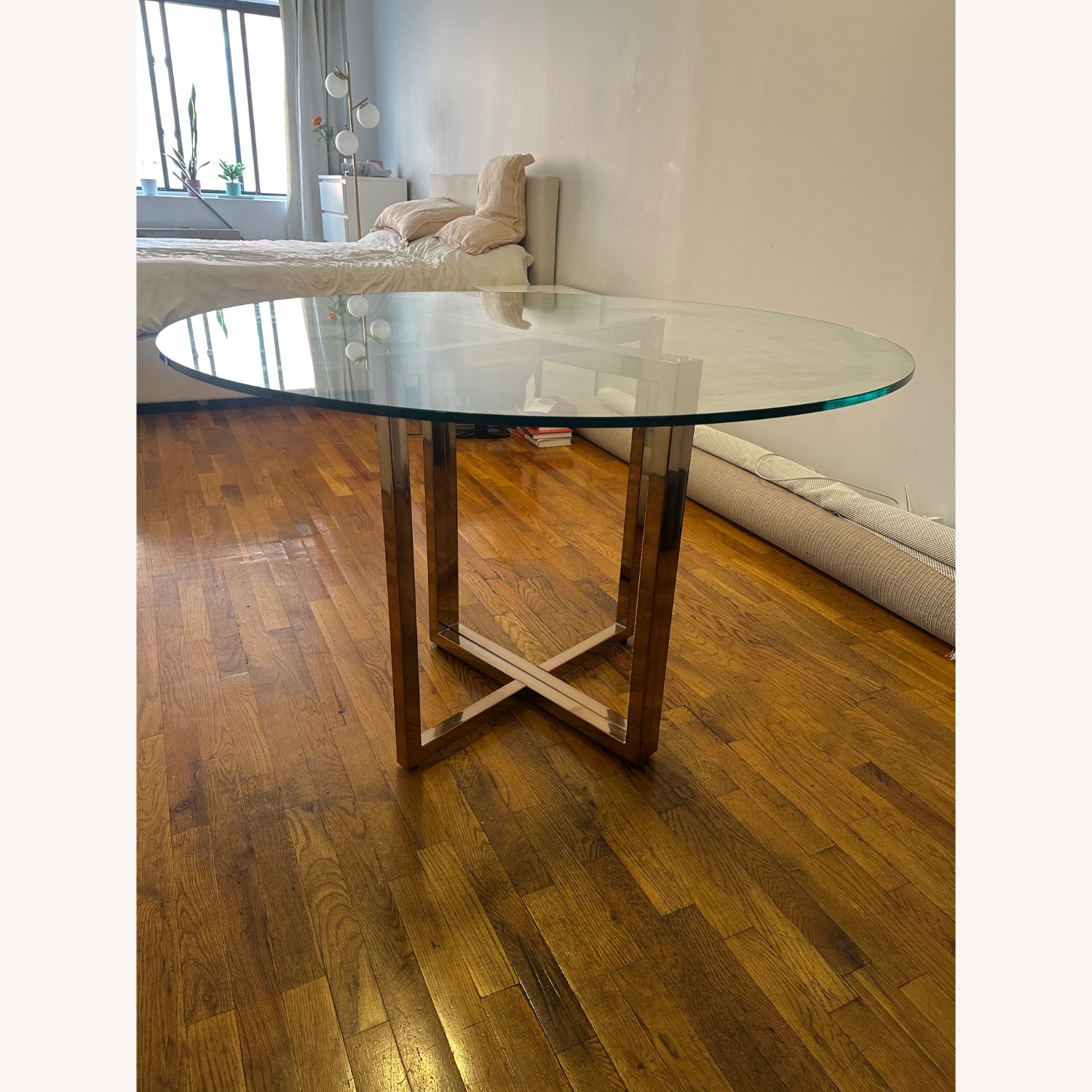 CB2 Silverado 47" Round Brass Dining Table - image-2