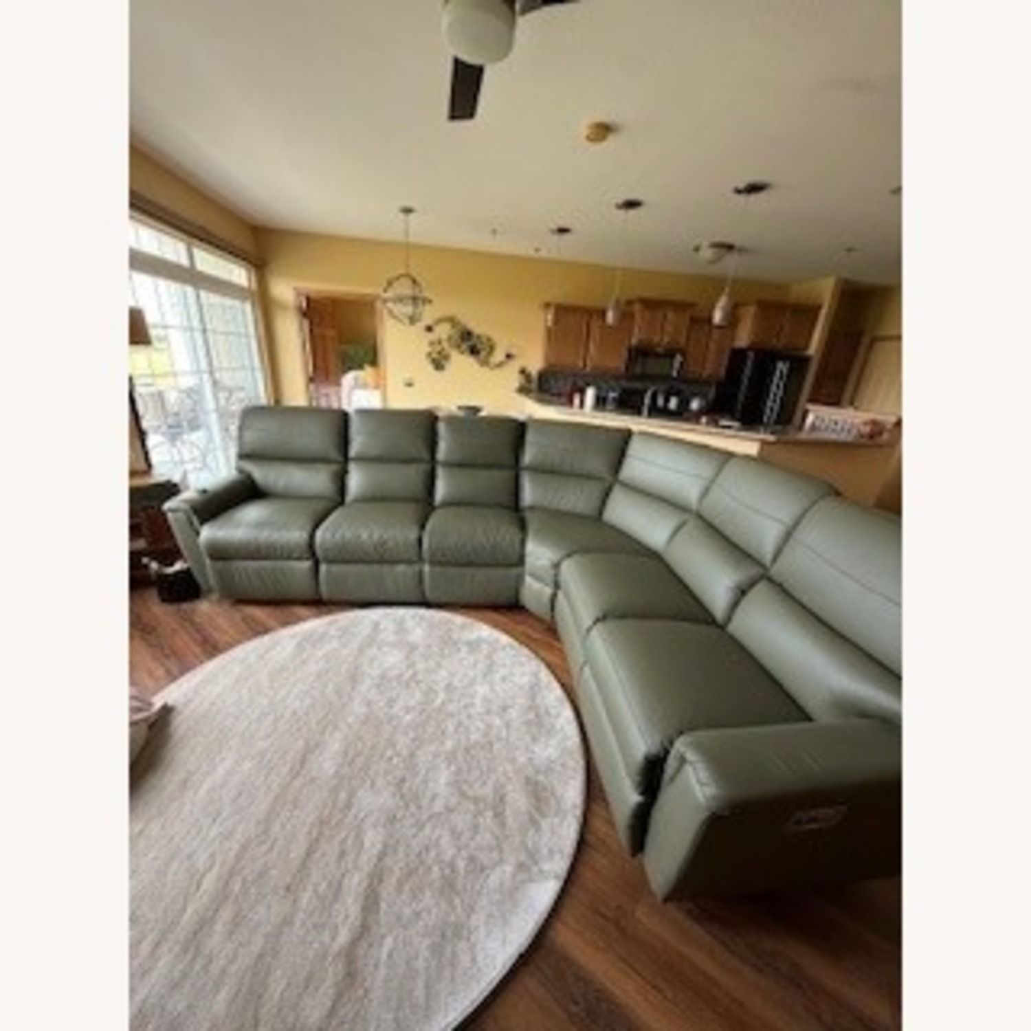 La-Z-Boy Green Leather 3+ Piece Sectional - image-6