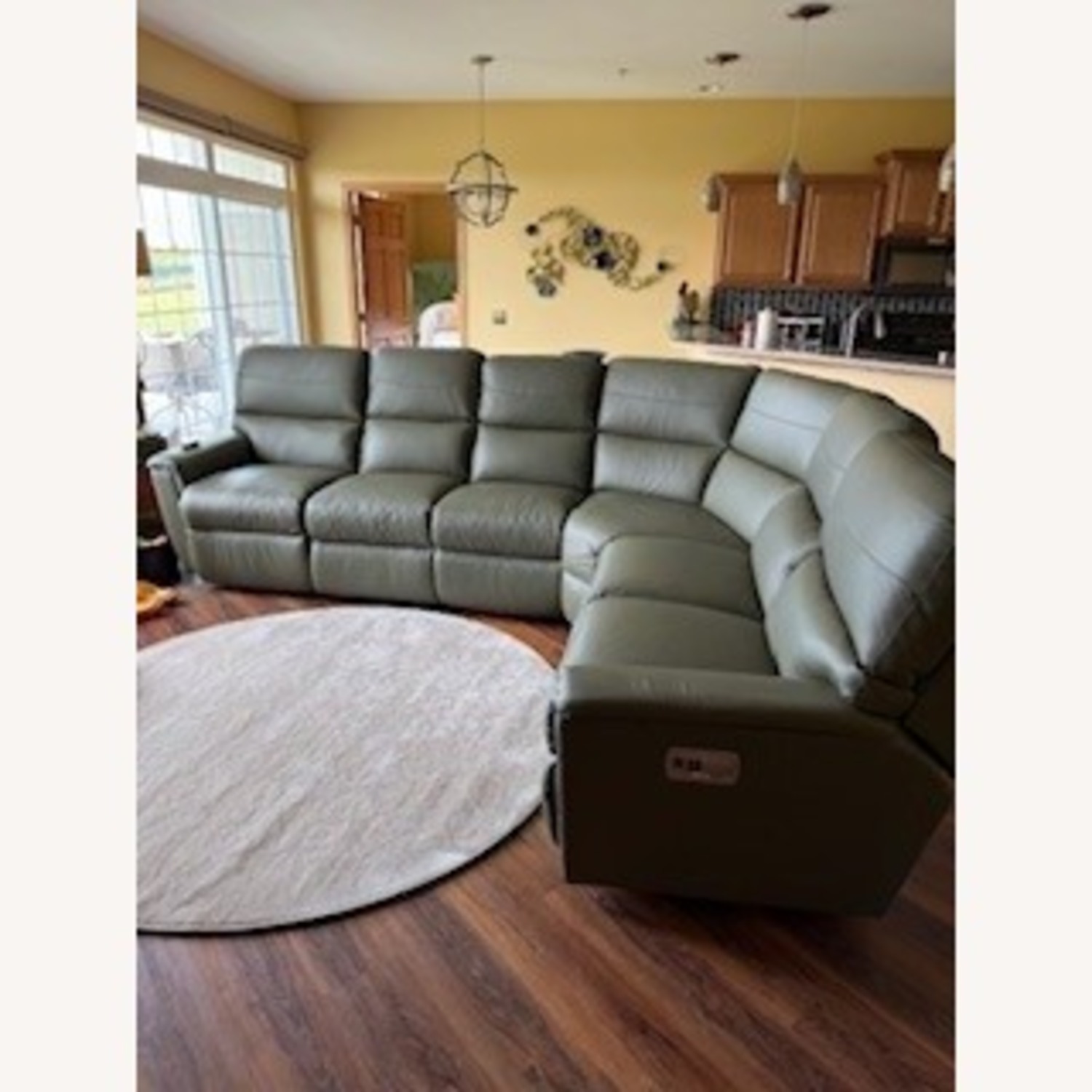 La-Z-Boy Green Leather 3+ Piece Sectional - image-1