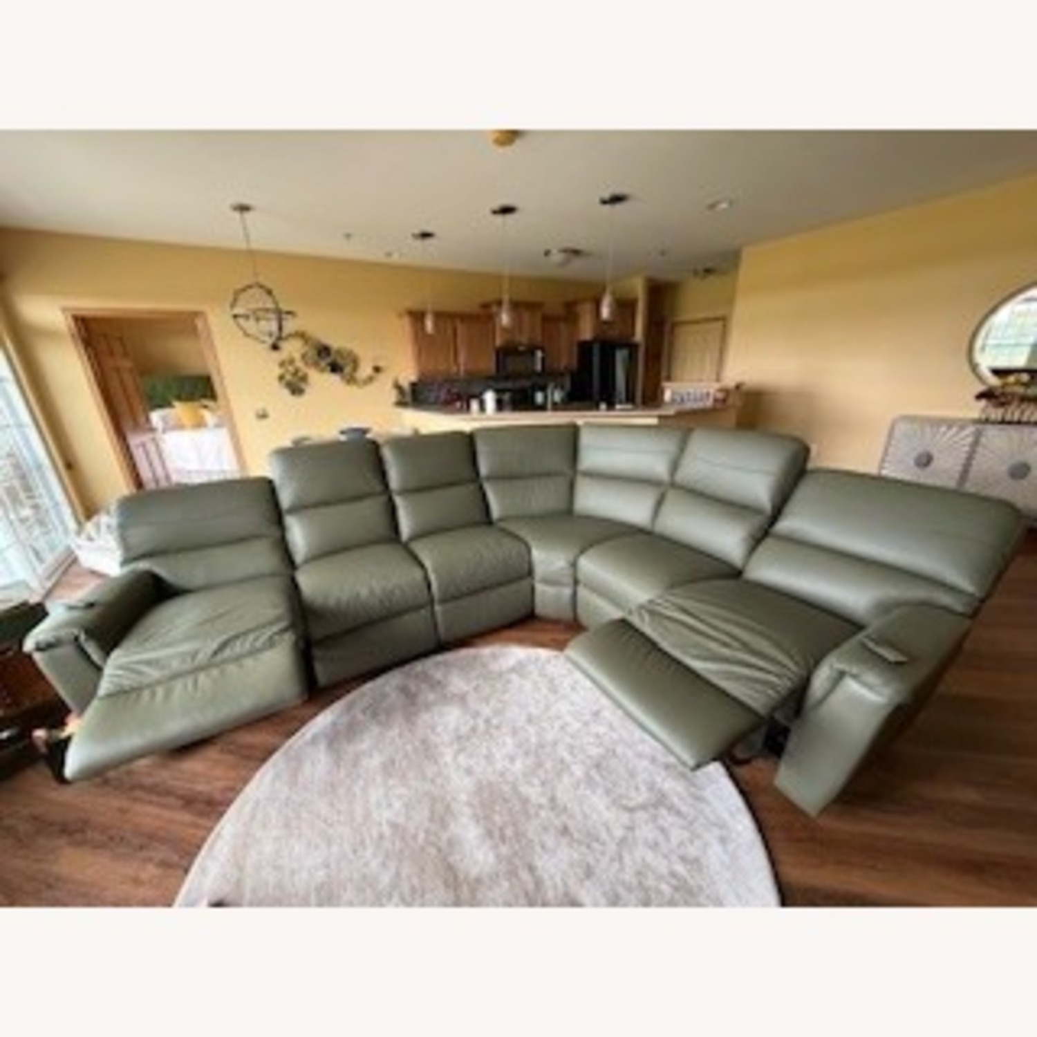 La-Z-Boy Green Leather 3+ Piece Sectional - image-2