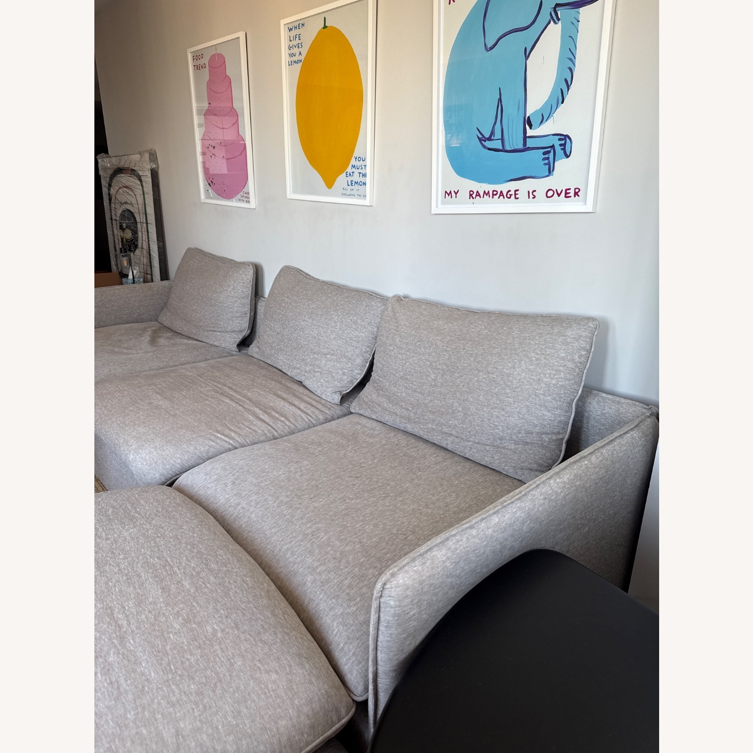 Crate & Barrel Unwind Light Gray Fabric 3+ Piece Sectional - image-3