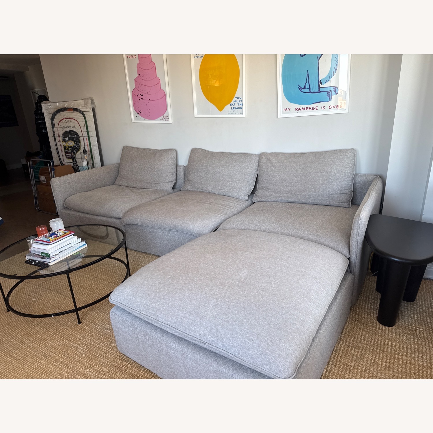 Crate & Barrel Unwind Light Gray Fabric 3+ Piece Sectional - image-2