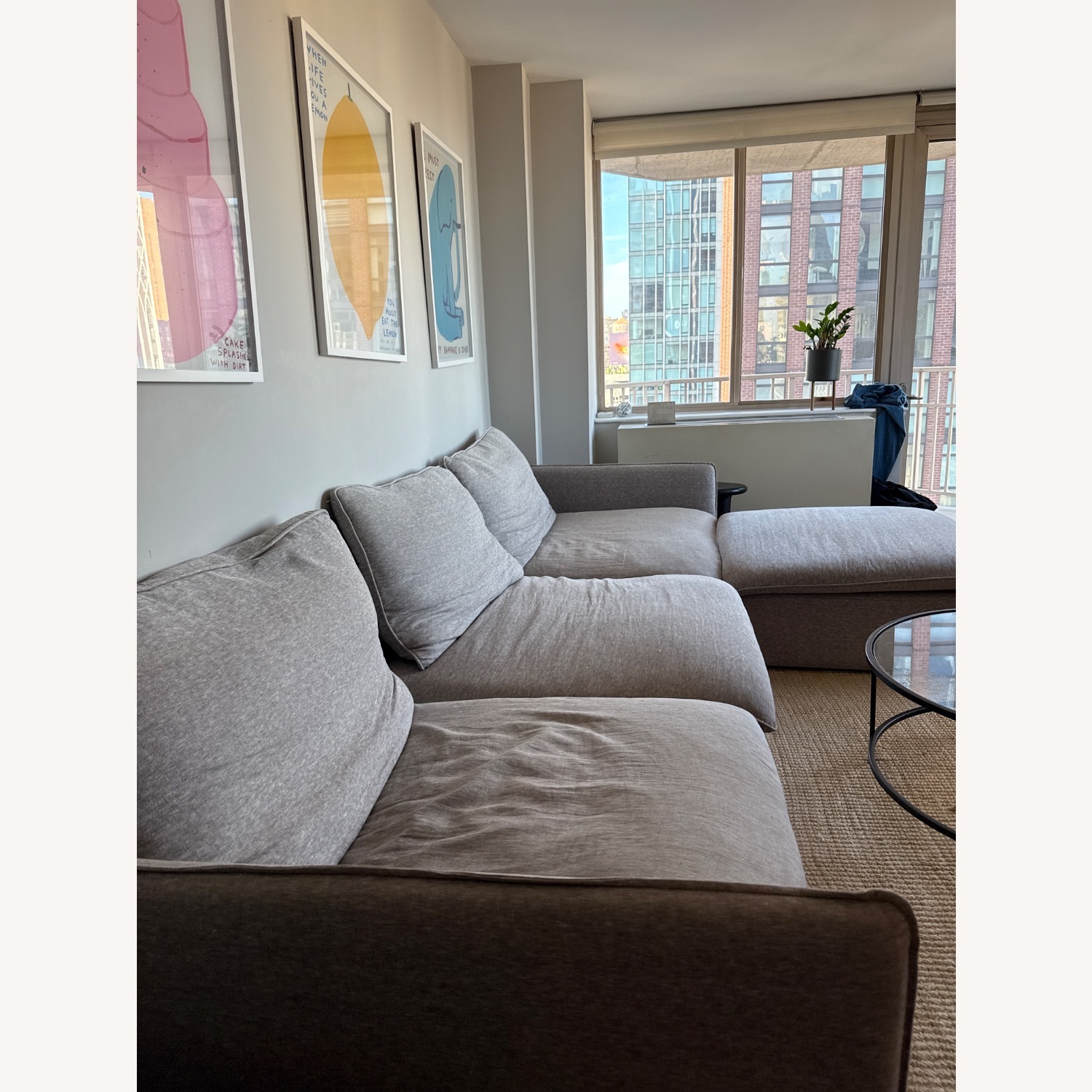 Crate & Barrel Unwind Light Gray Fabric 3+ Piece Sectional - image-5