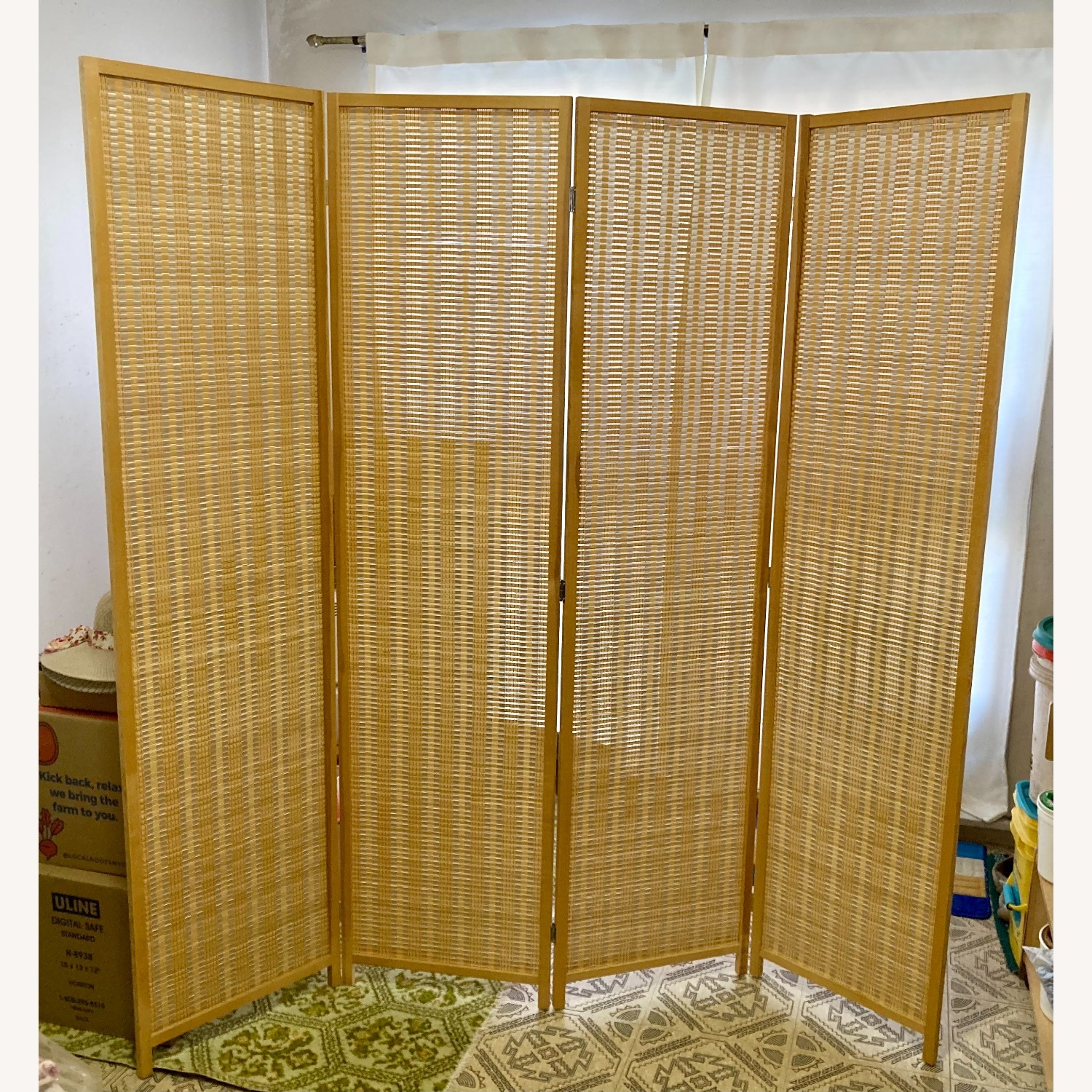 4-panel Bamboo Folding Room Divider - image-1