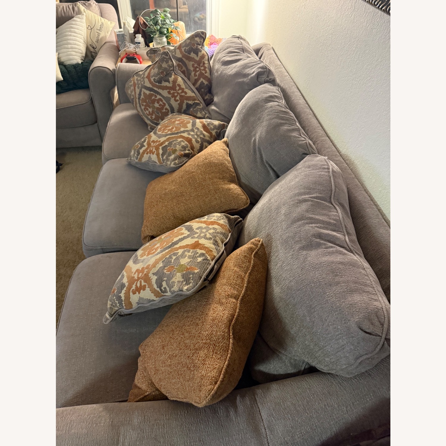 Light Gray Fabric 3+ Seater Sofa - image-2