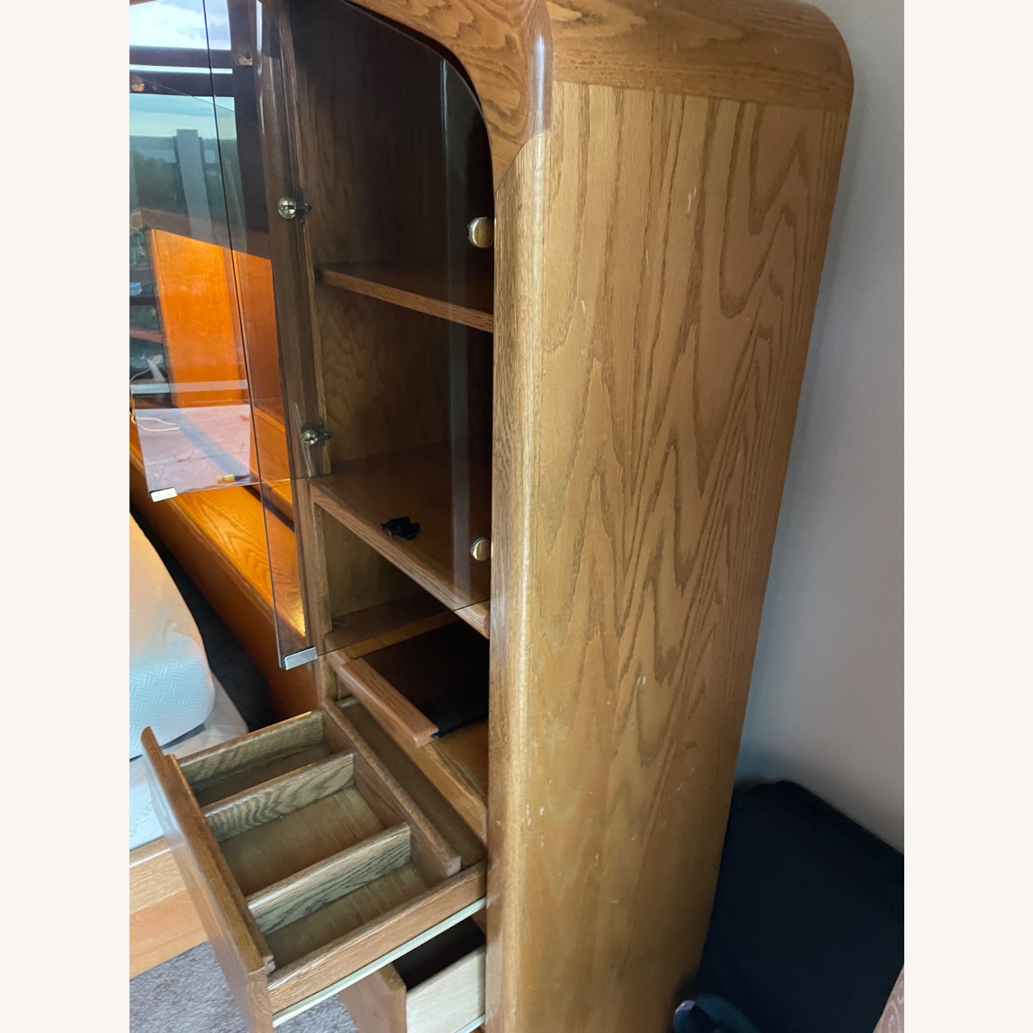 Vintage Arbek Oak Wall Unit storage Bed CalKing - image-7