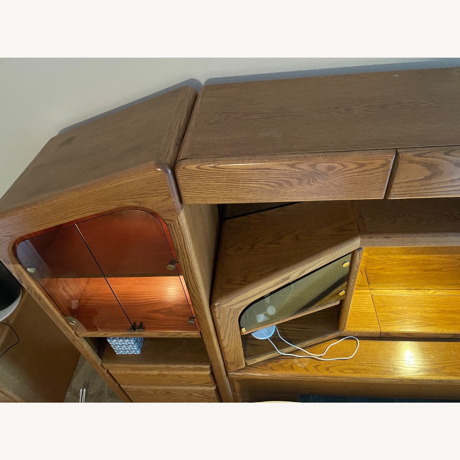 Vintage Arbek Oak Wall Unit storage Bed CalKing - image-18