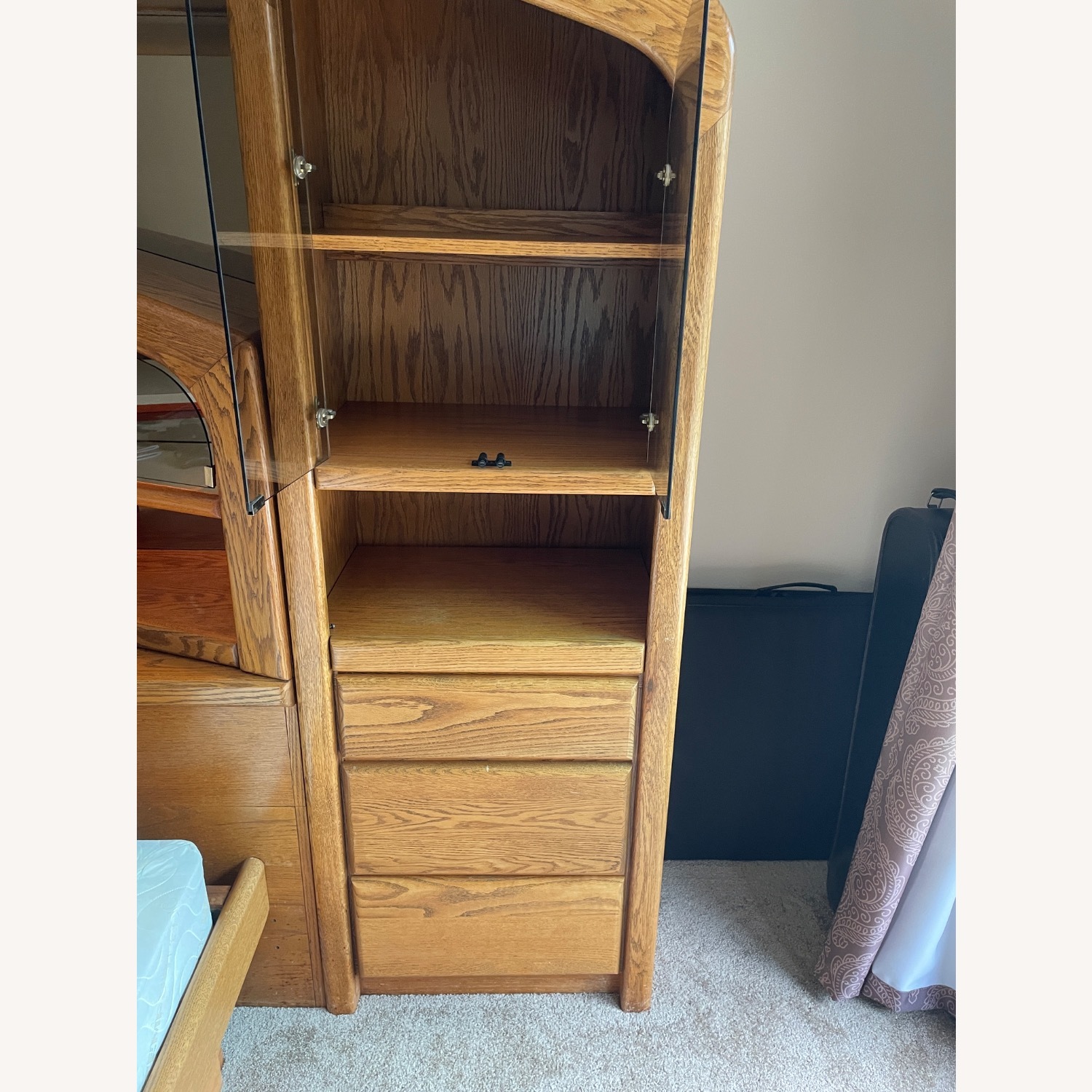 Vintage Arbek Oak Wall Unit storage Bed CalKing - image-6