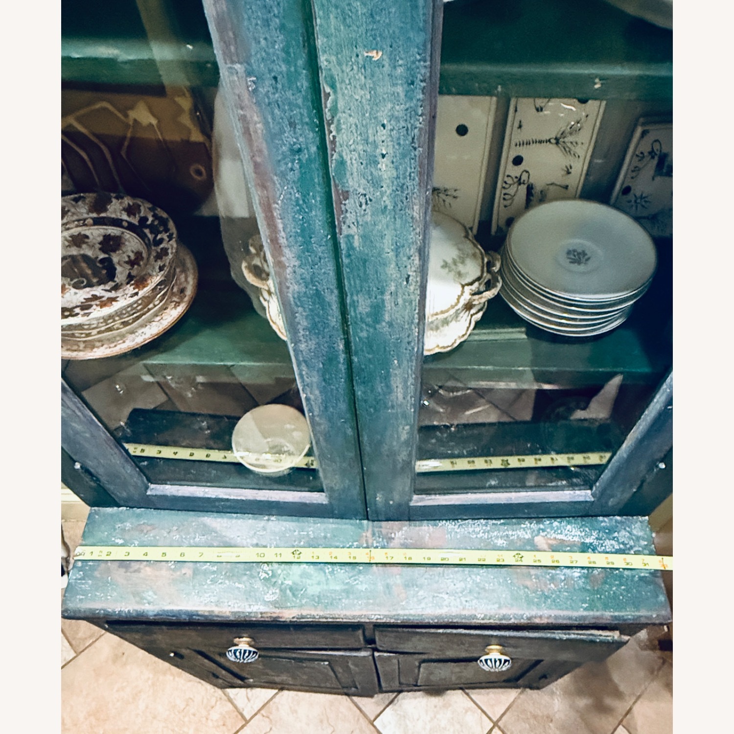 Boho Farm Vintage Distressed China Cabinet  - image-7
