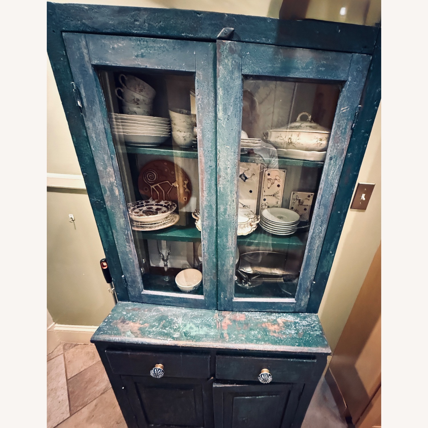 Boho Farm Vintage Distressed China Cabinet  - image-3