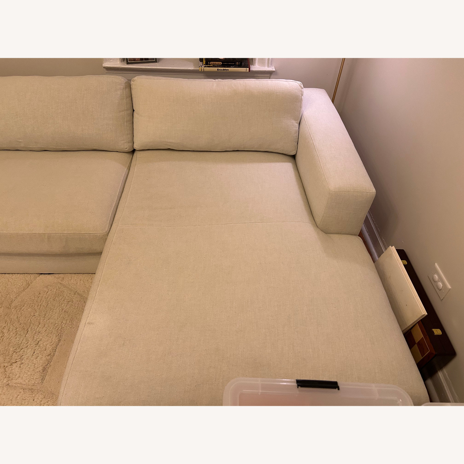 Crate & Barrel Ocean View White Linen 2 Piece Sectional - image-5