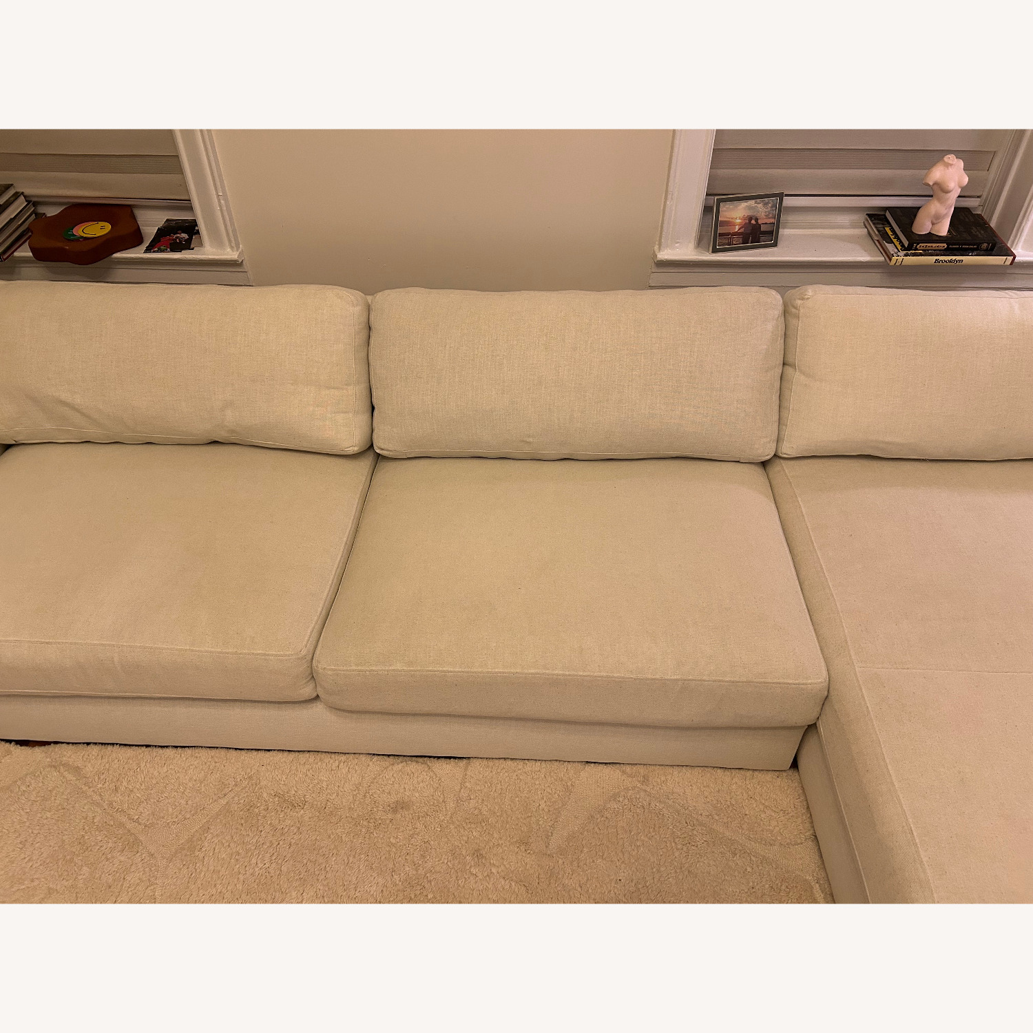 Crate & Barrel Ocean View White Linen 2 Piece Sectional - image-4