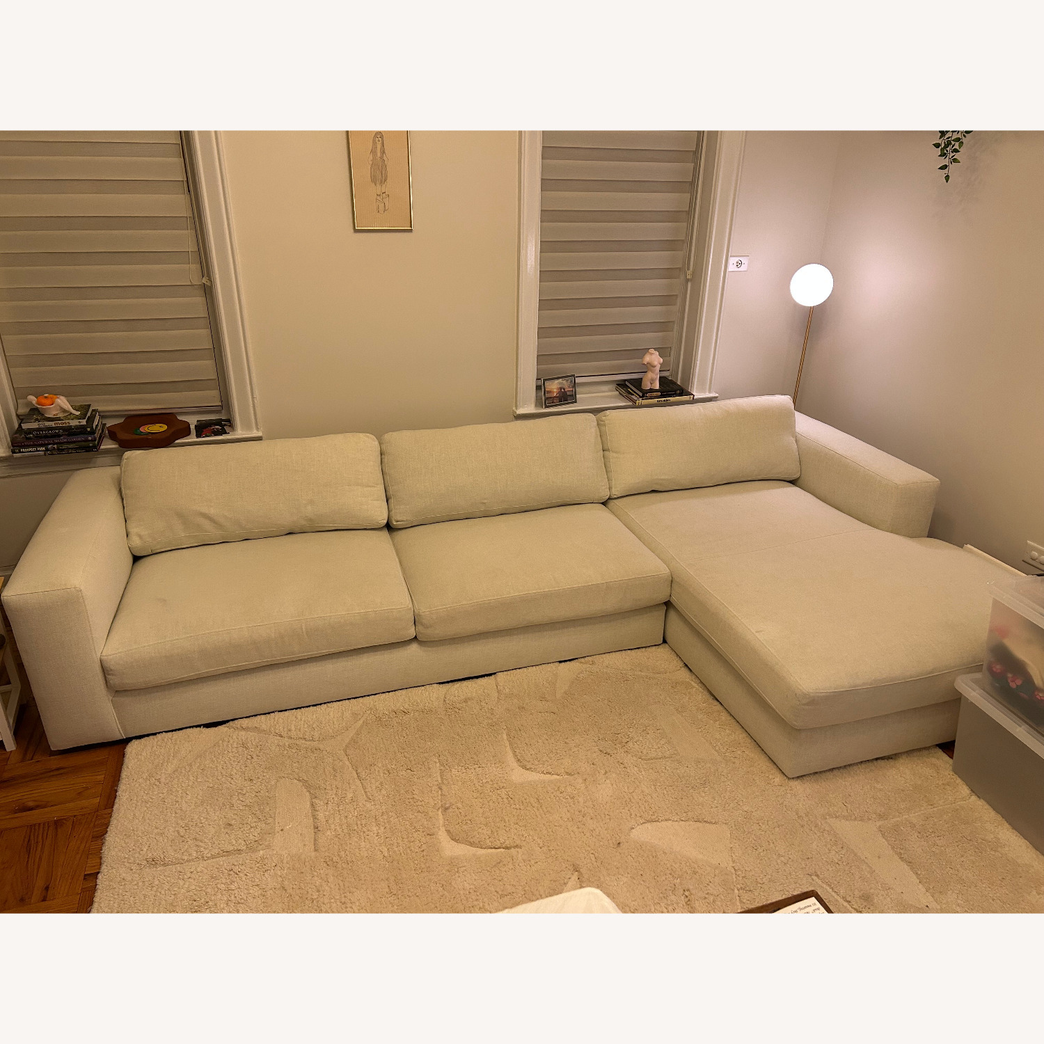 Crate & Barrel Ocean View White Linen 2 Piece Sectional - image-1