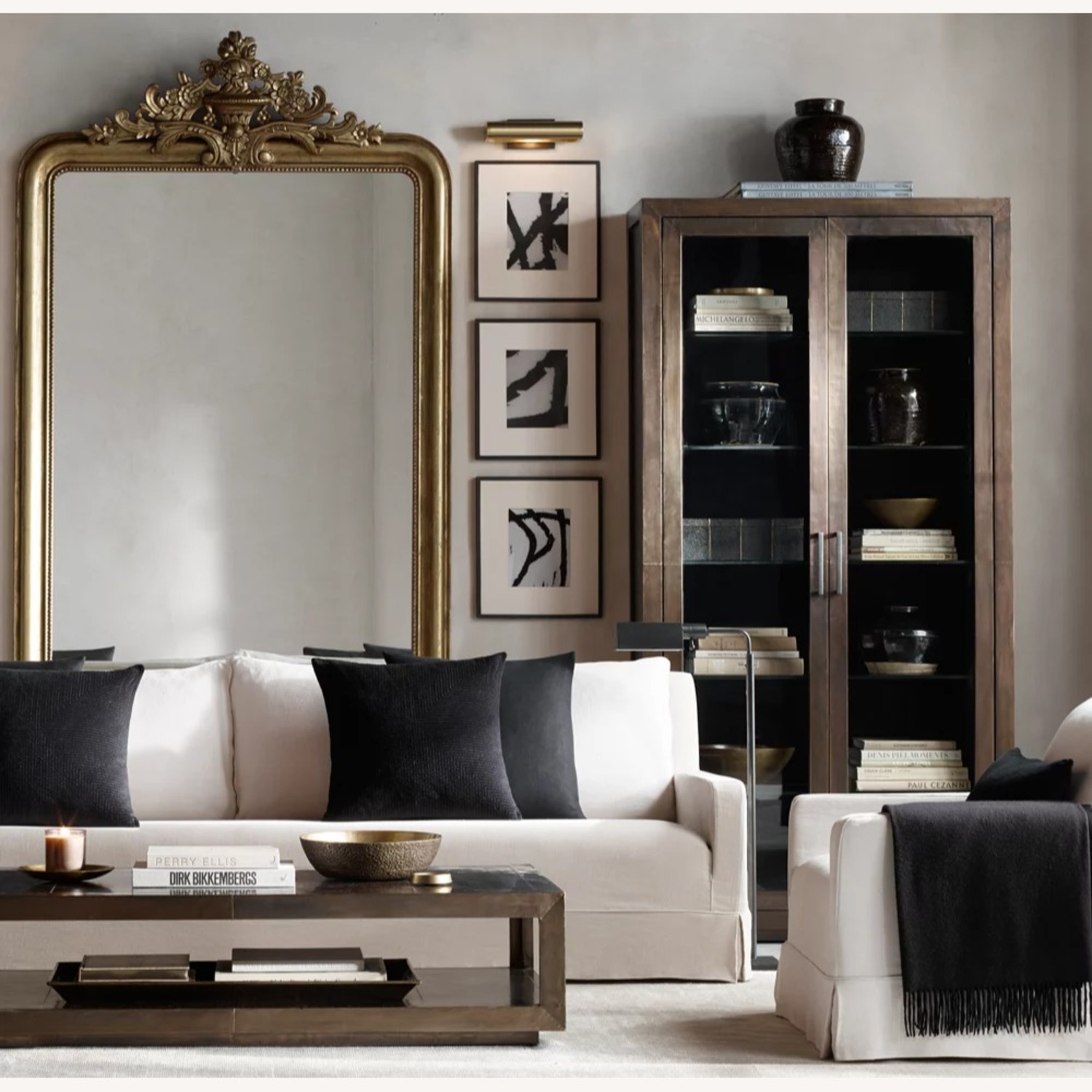 Restoration Hardware Gold Gilt Floor Mirror - image-3