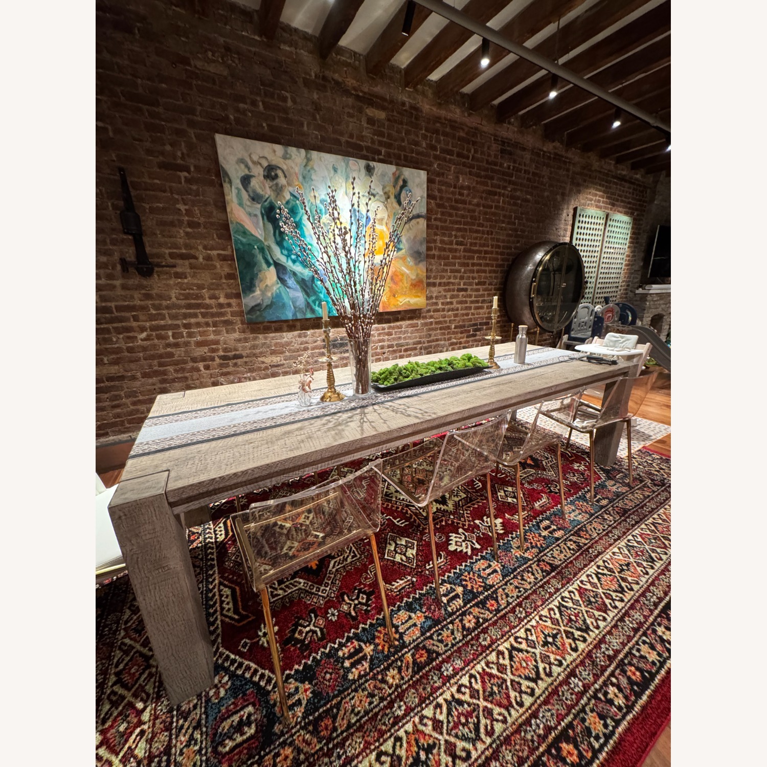 Restoration Hardware Light Gray Wood Dining Table - image-1