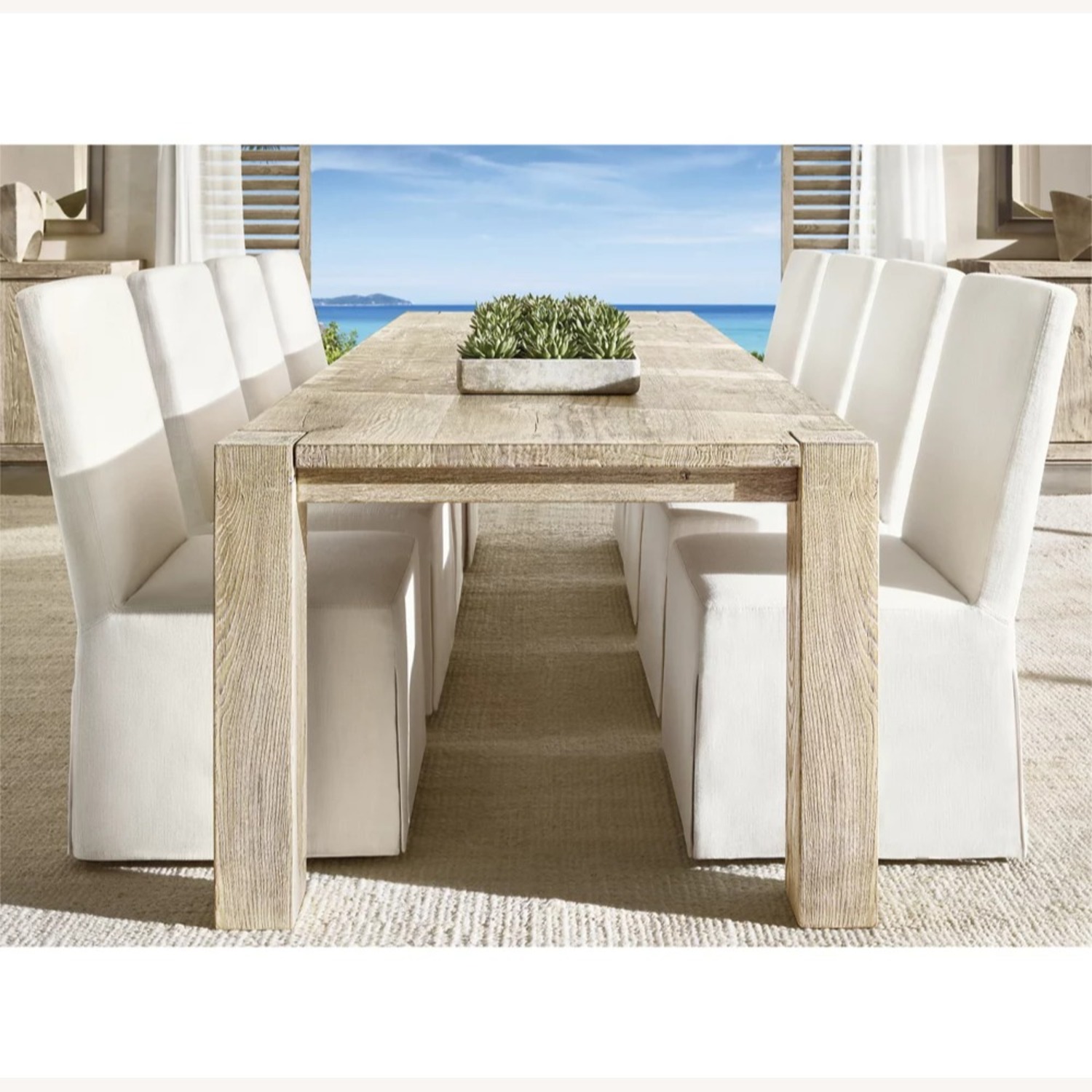 Restoration Hardware Light Gray Wood Dining Table - image-3