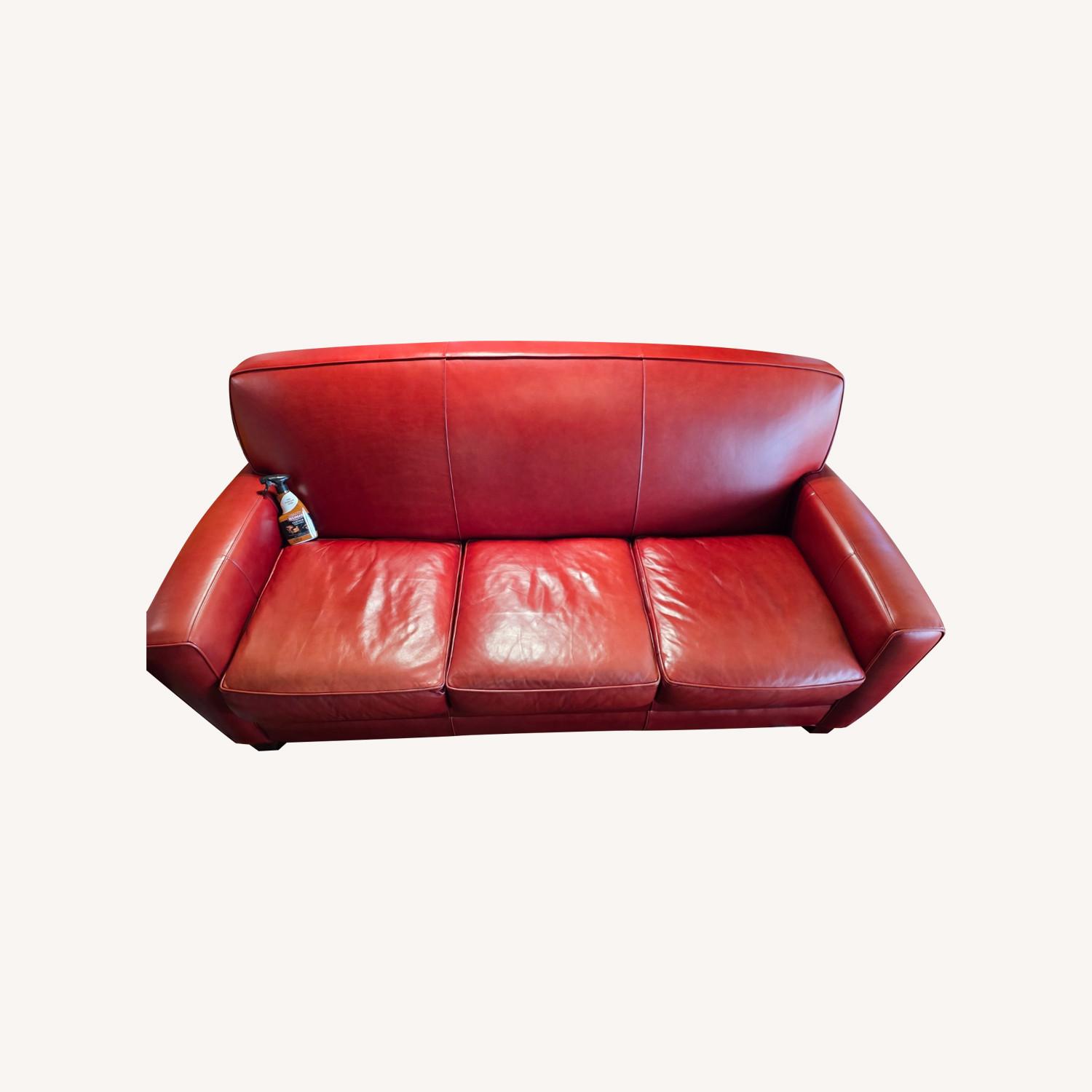 Thomasville Genuine Red Leather Sofa - image-0