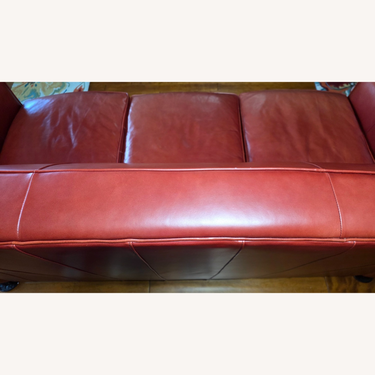 Thomasville Genuine Red Leather Sofa - image-7