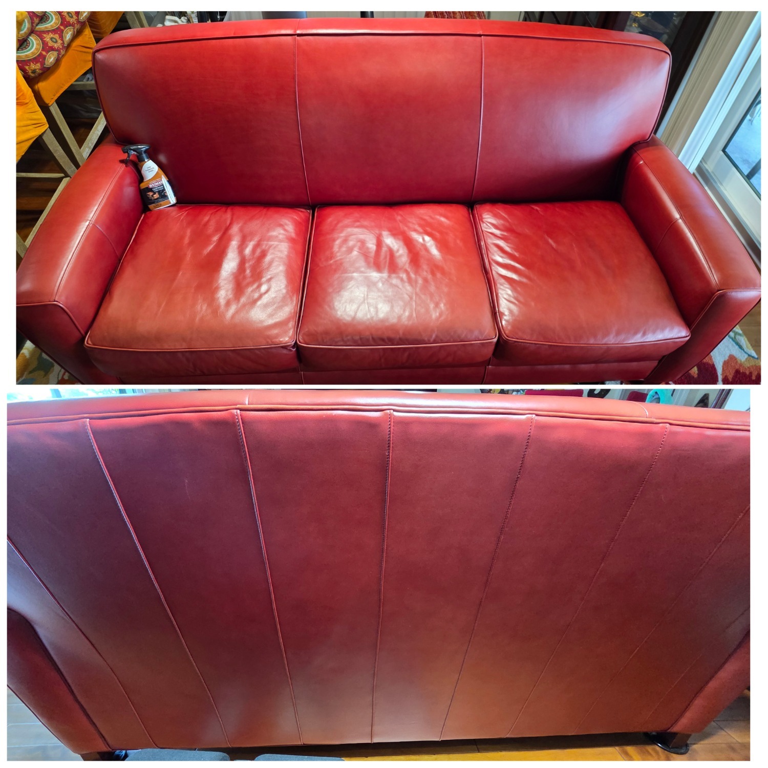 Thomasville Genuine Red Leather Sofa - image-8