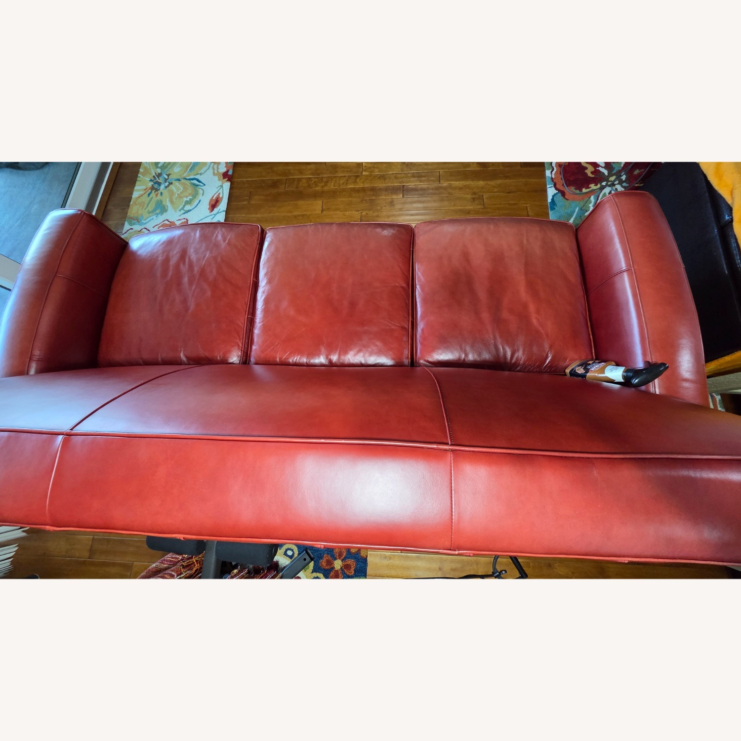 Thomasville Genuine Red Leather Sofa - image-14