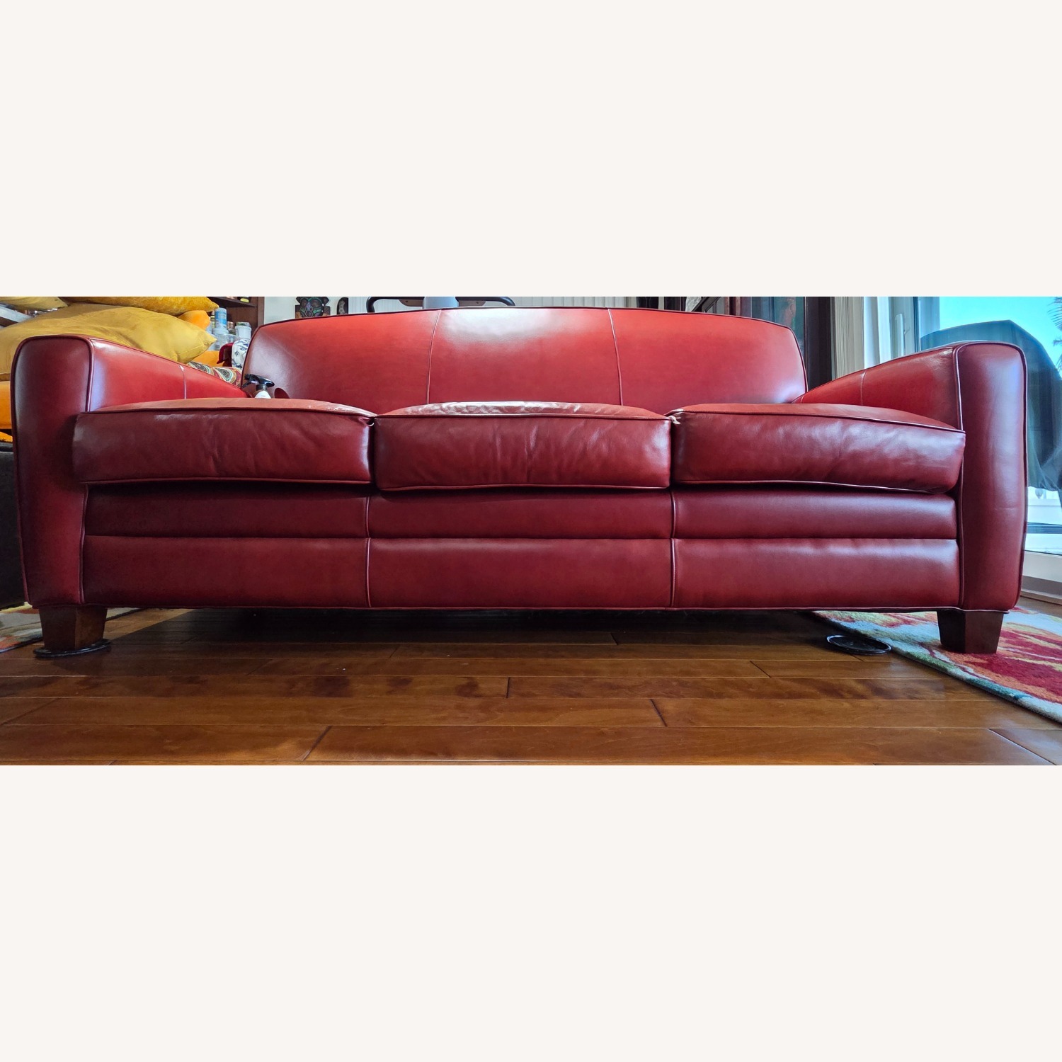 Thomasville Genuine Red Leather Sofa - image-2