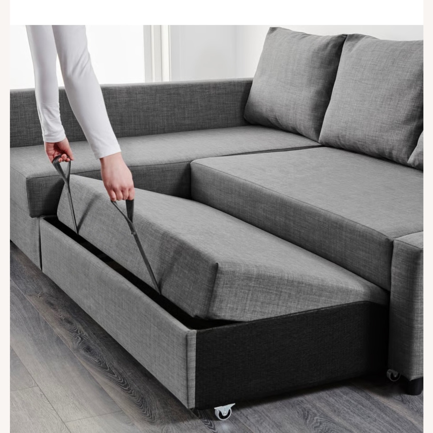 IKEA FRIHETEN Dark Gray Fabric Sleeper Sofa - image-2