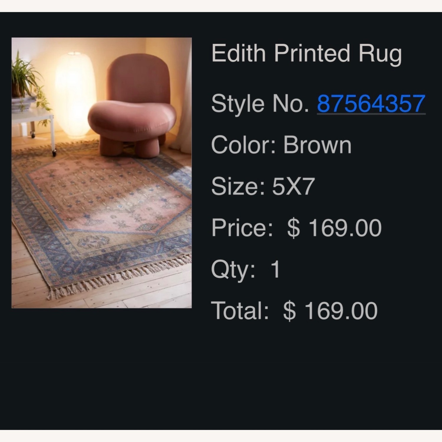 Edith Printed Rug Urban Outfitters Edith Printed Rug 5x8 Rug - AptDeco