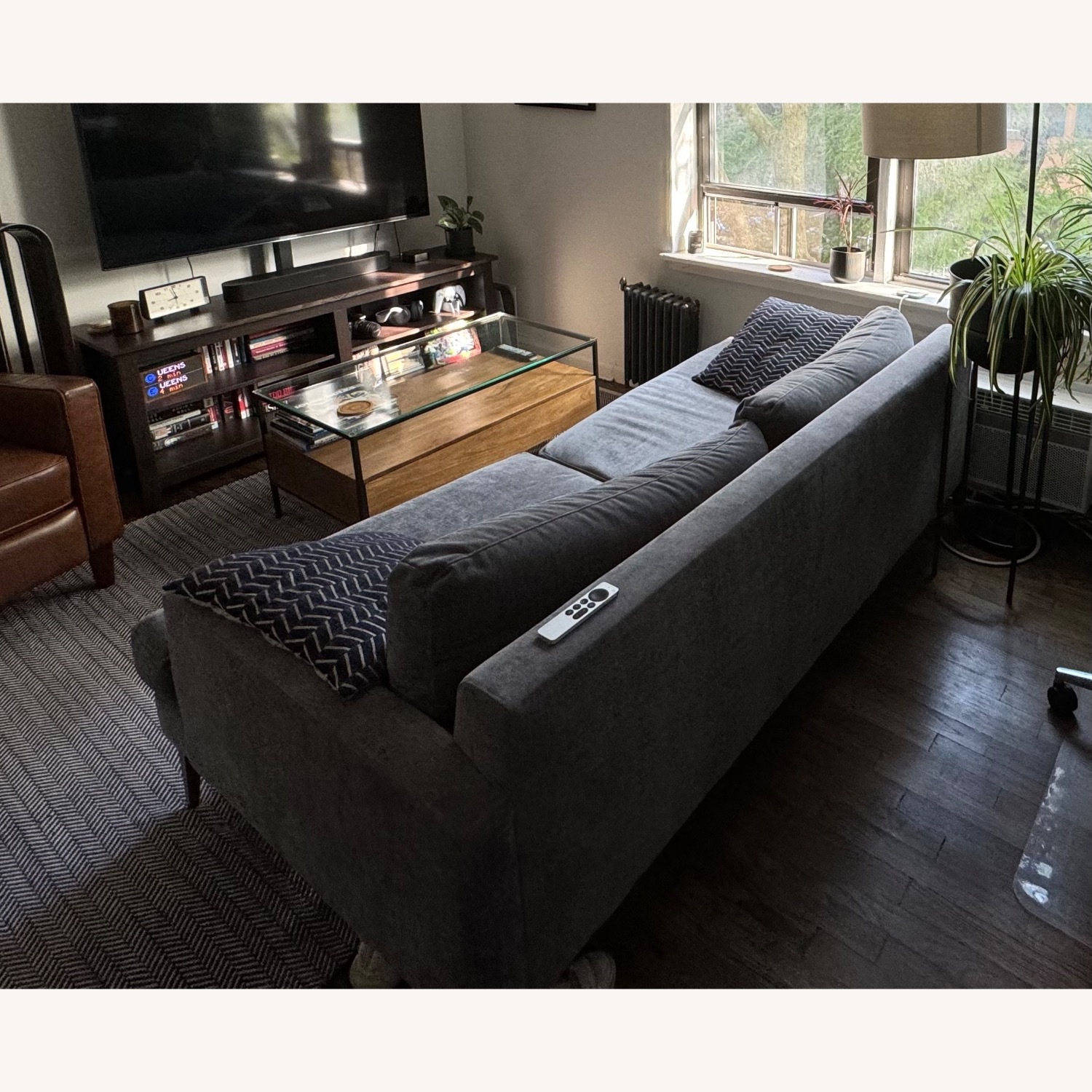 West Elm Andes Dark Gray Fabric 2 Seater Sofa - image-2