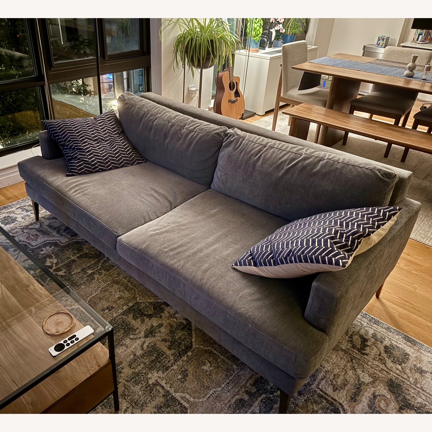 West Elm Andes Dark Gray Fabric 2 Seater Sofa - image-1