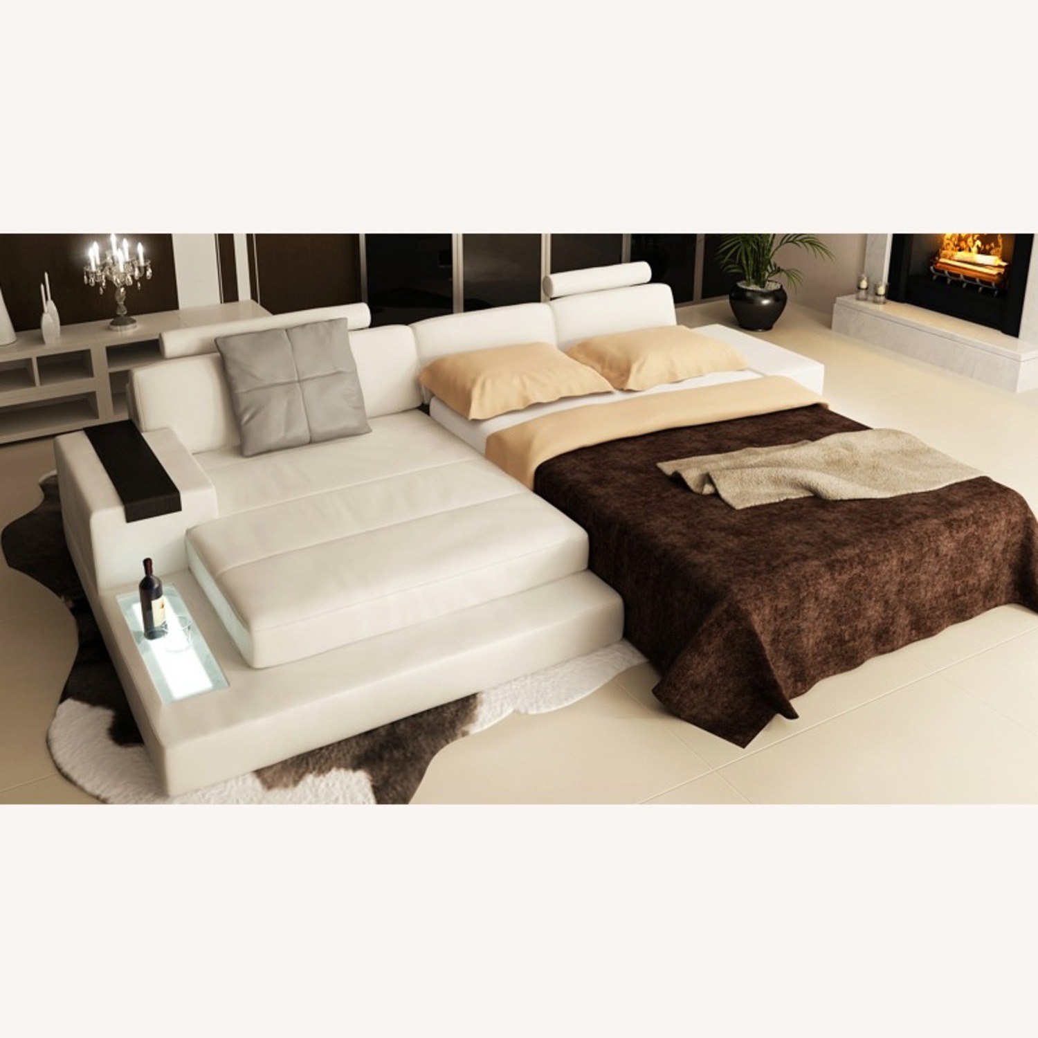 Leather Couch Los Angeles LG with Sleeper - image-2