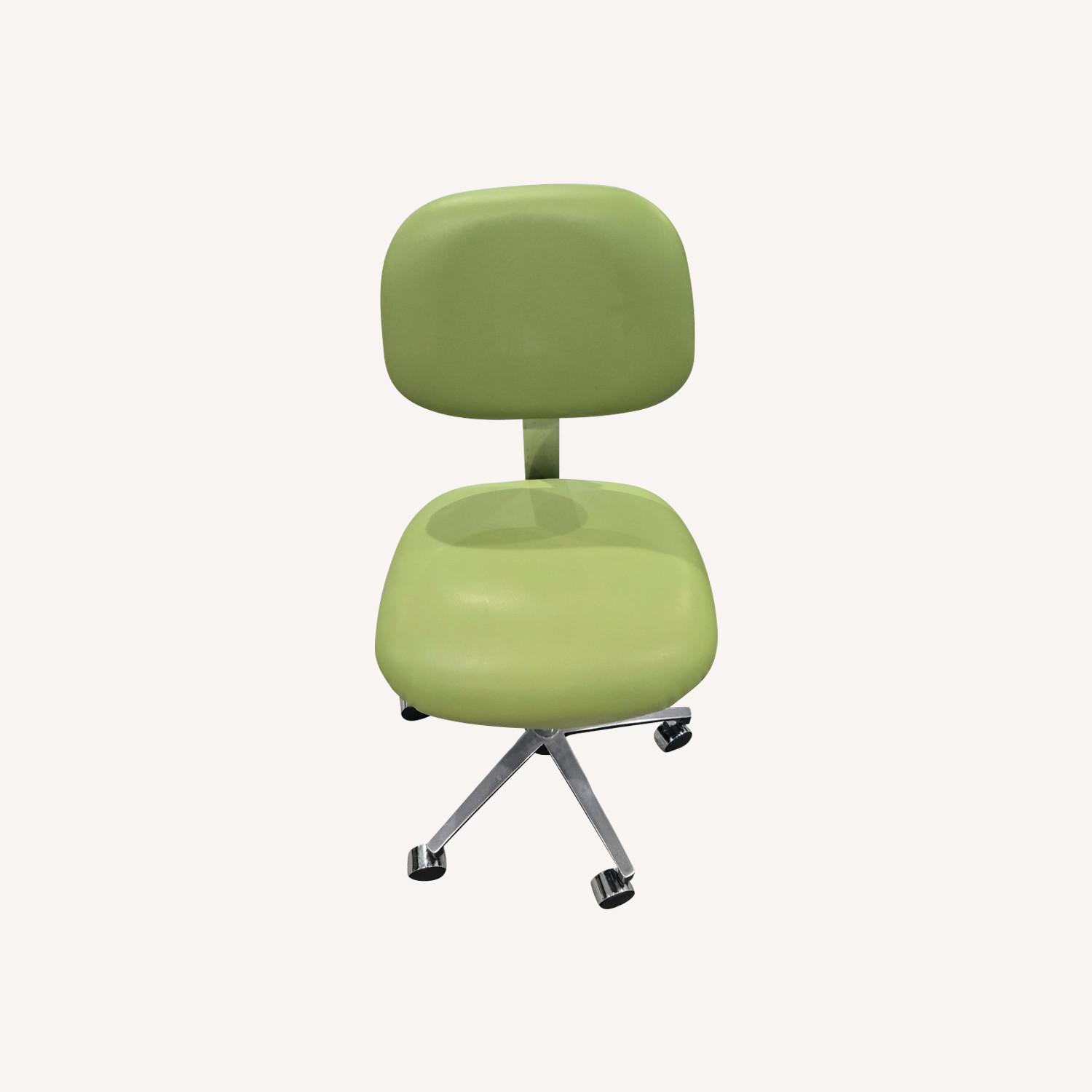 Dental / Office Chair/Stool W/ Back Green Leather - image-0