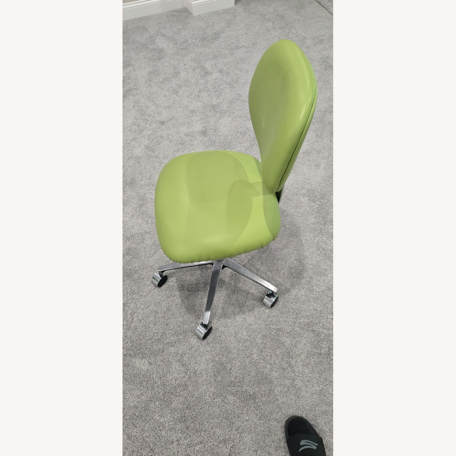 Dental / Office Chair/Stool W/ Back Green Leather - image-3