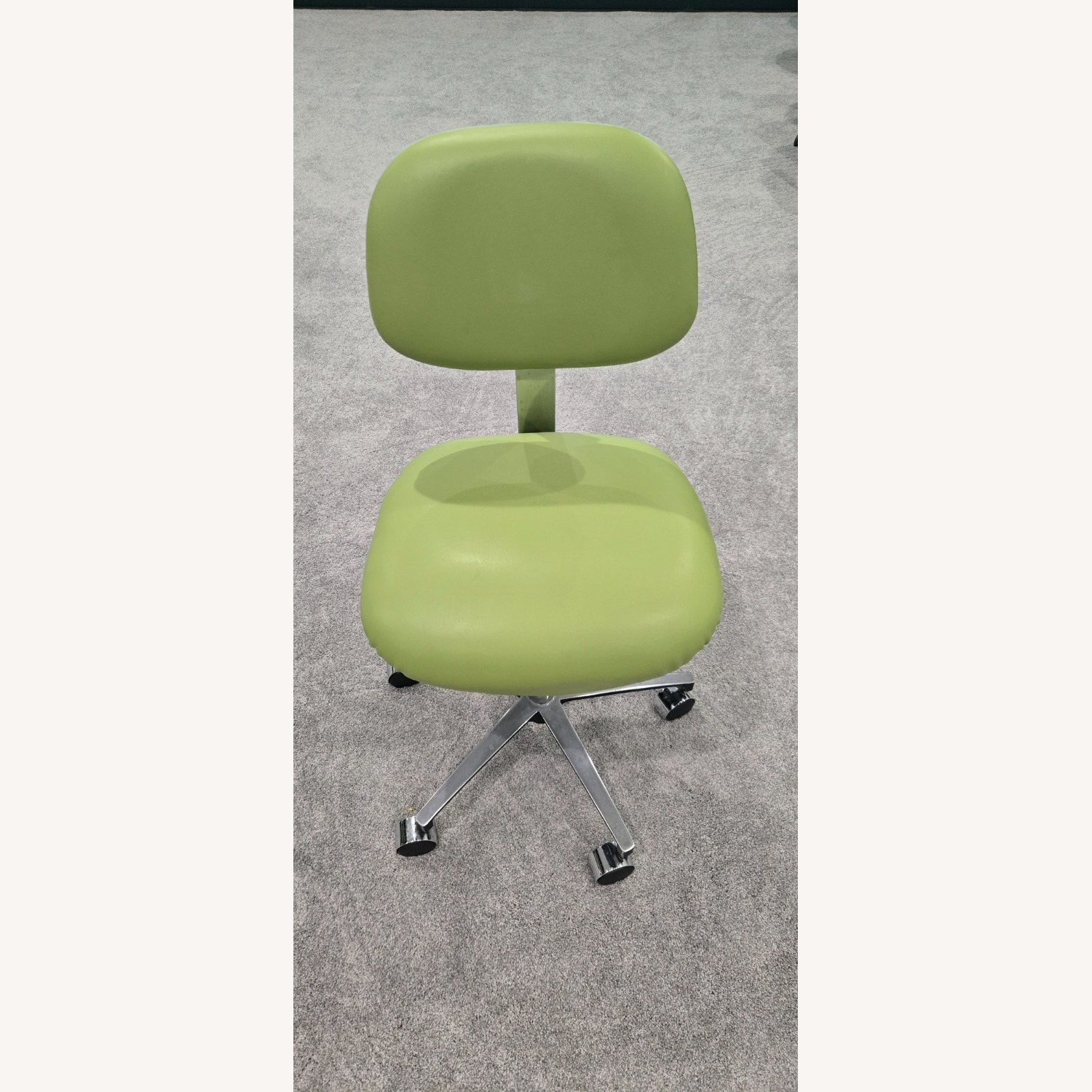 Dental / Office Chair/Stool W/ Back Green Leather - image-1