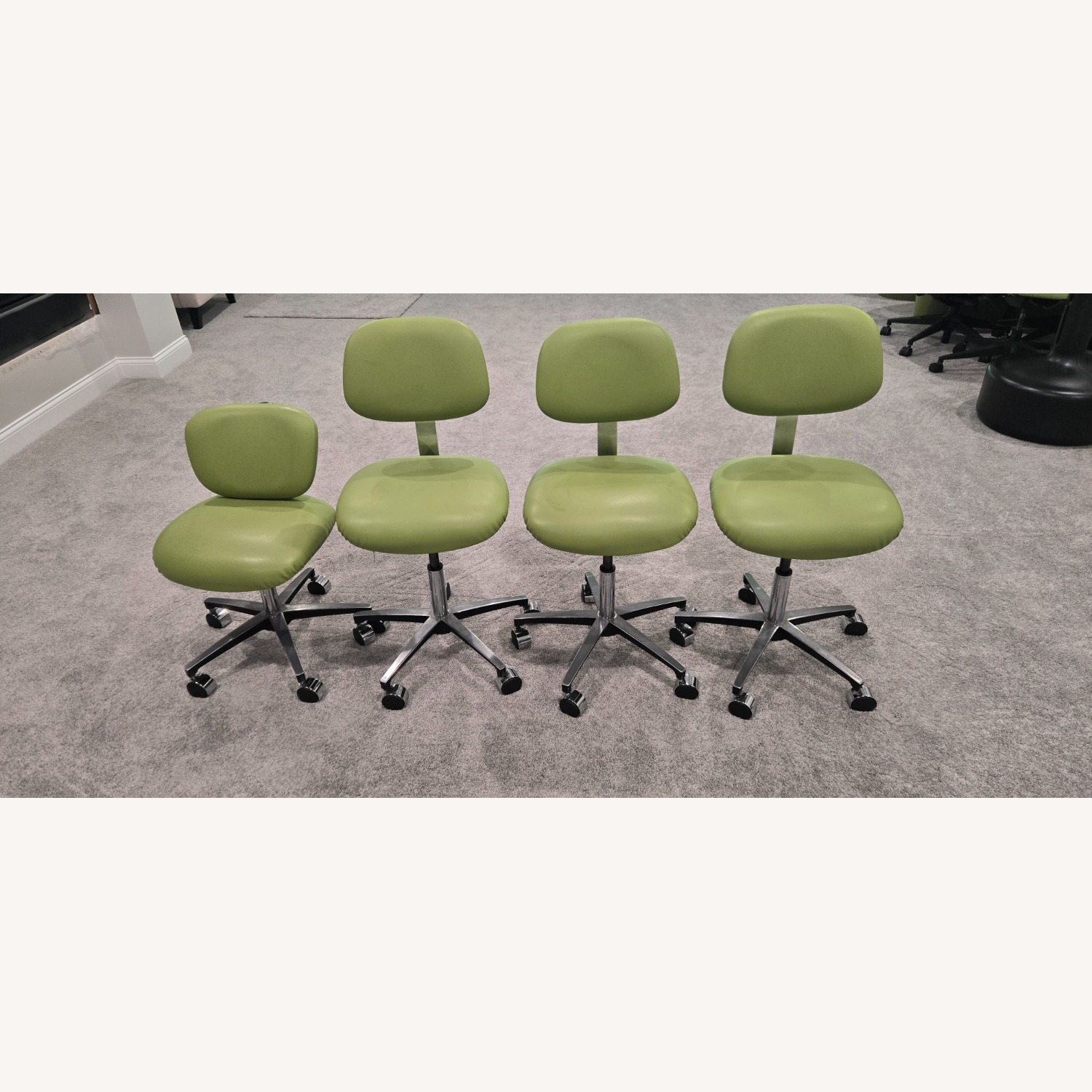 Dental / Office Chair/Stool W/ Back Green Leather - image-2