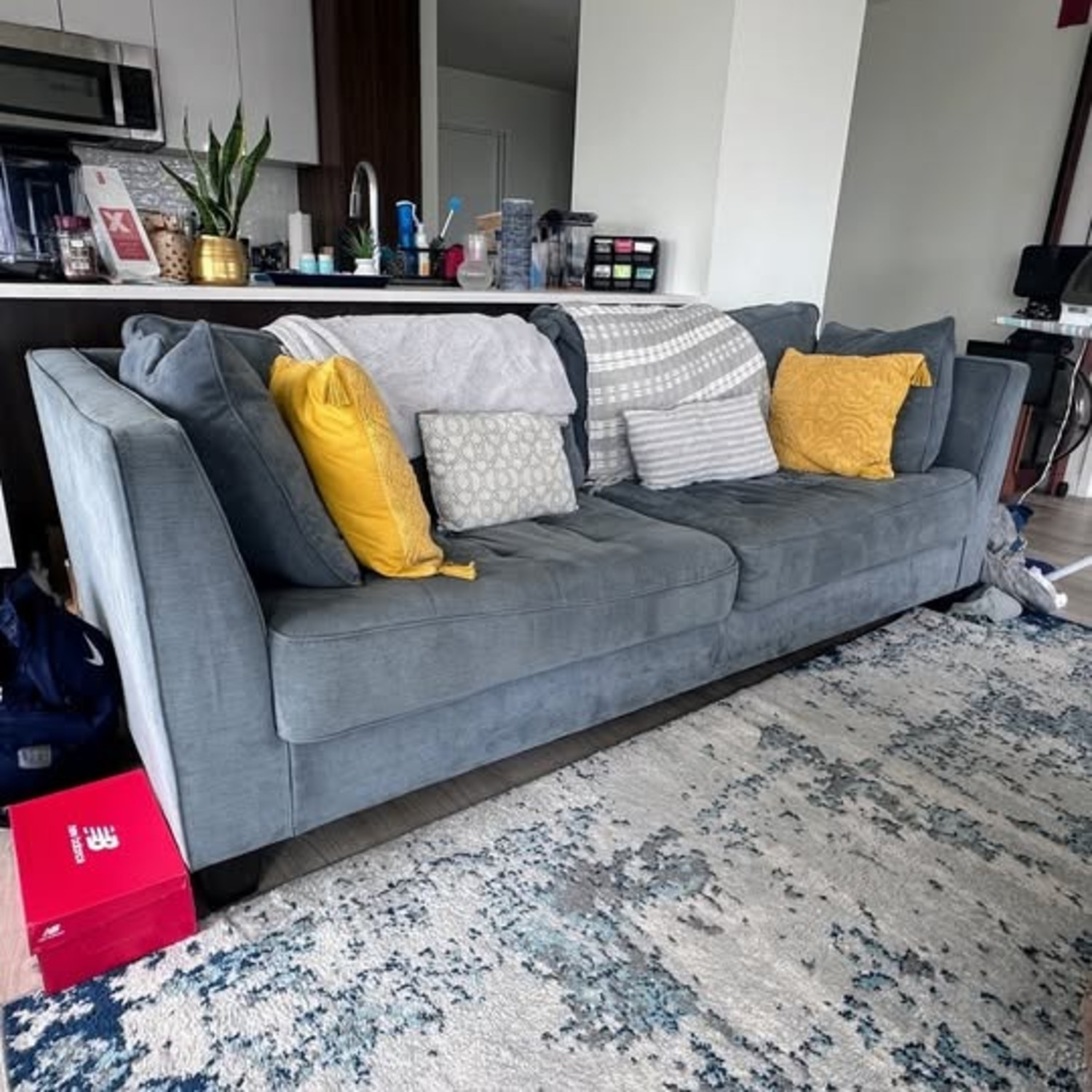 Ashley Furniture Sciolo Blue Fabric 3+ Seater Sofa - image-2