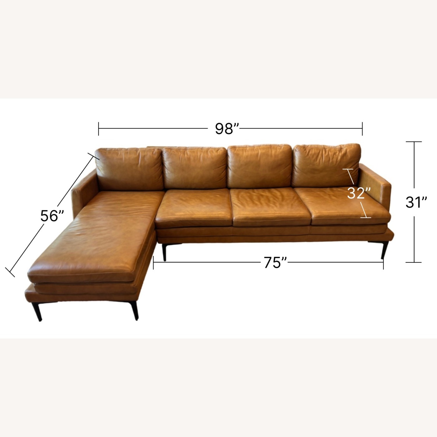 Gingko Furniture Rika Leather 4 Seater Chaise Sectional - image-6
