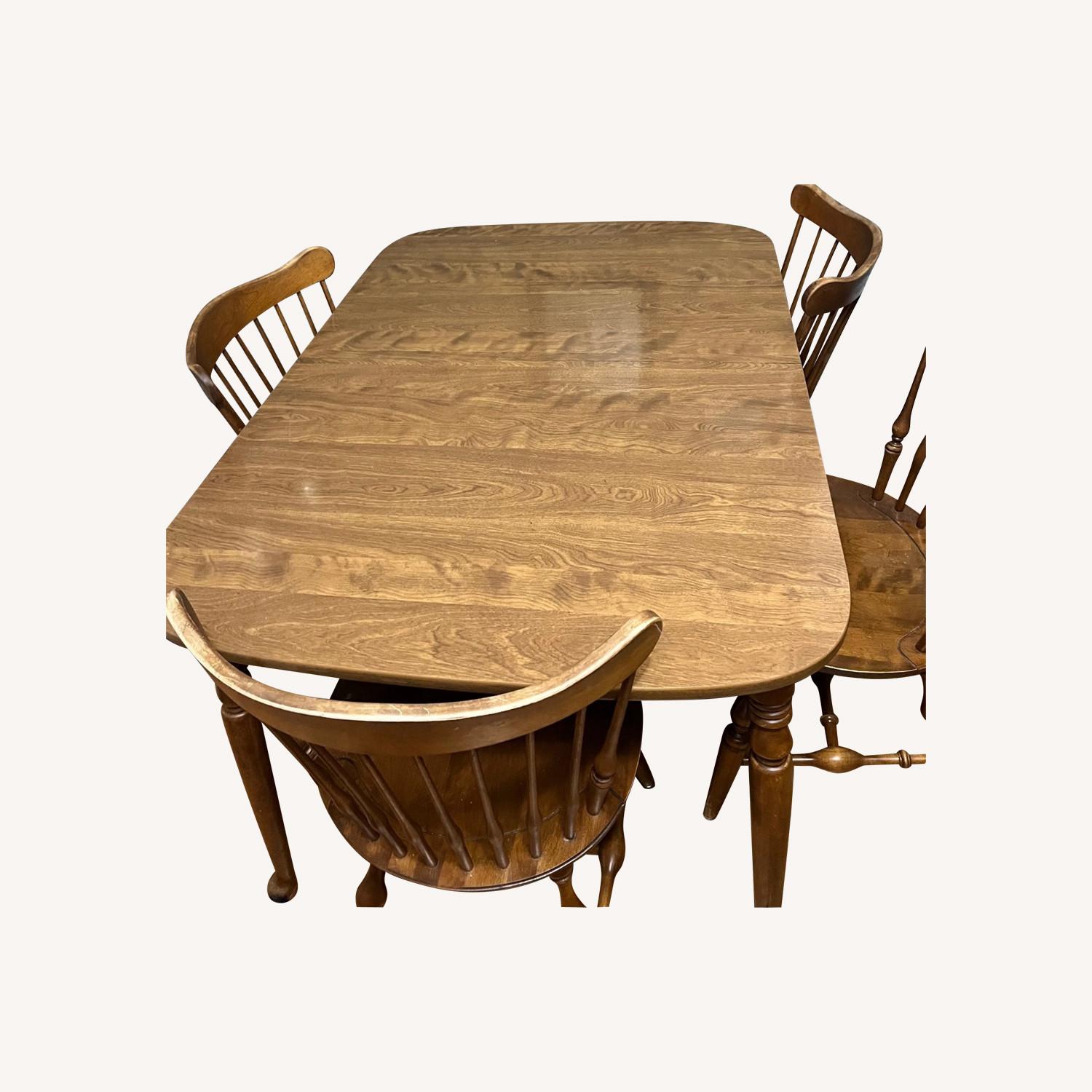 Ethan Allen Maple Wood Dining Set Table + 4 Chairs - image-0