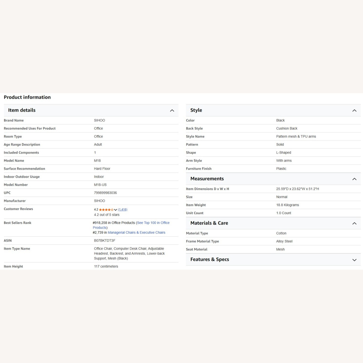 Amazon SIHOO Ergonomic Office Chair with Pattern Mesh - image-3