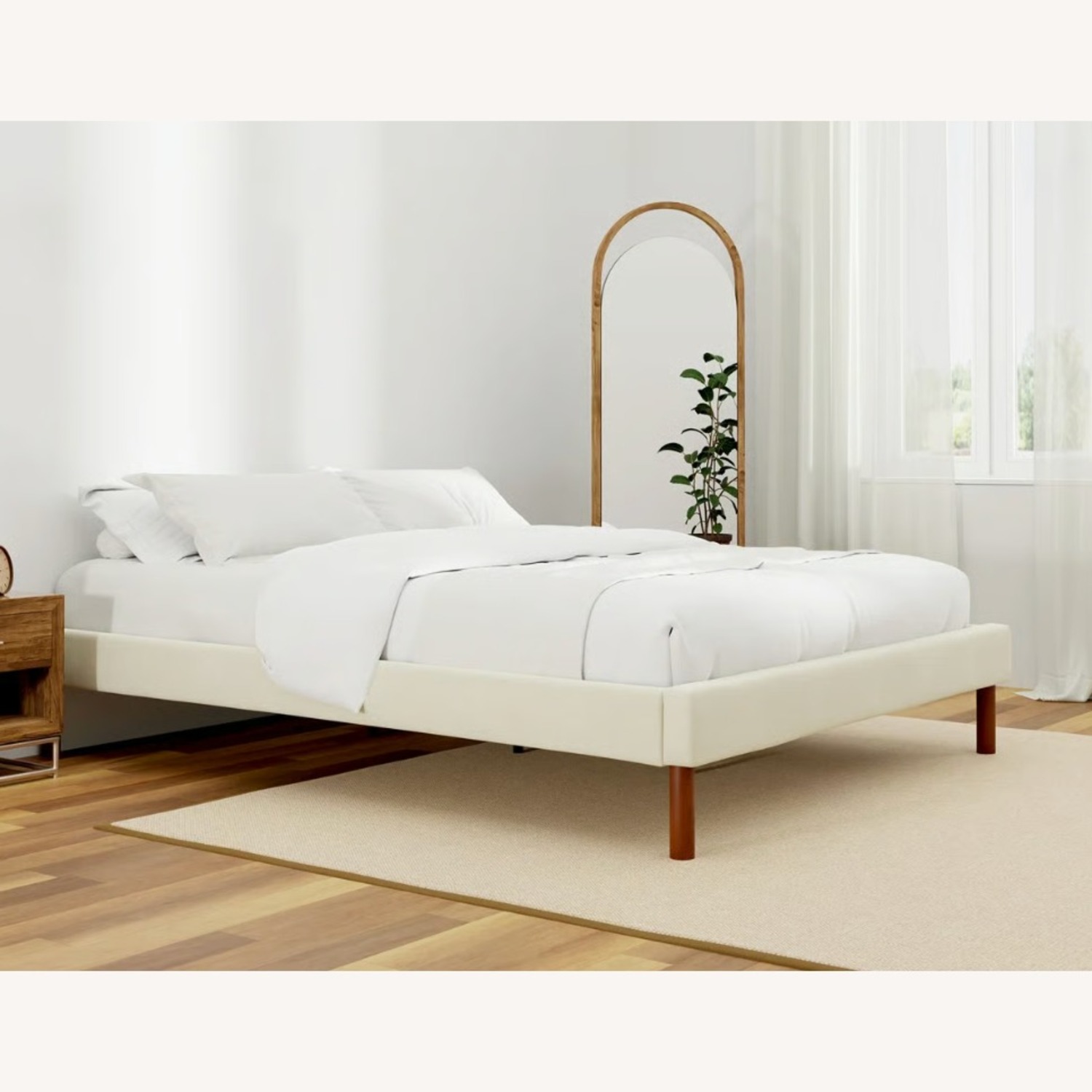 Wade Logan Upholstered Linen Platform Bed Frame - image-1