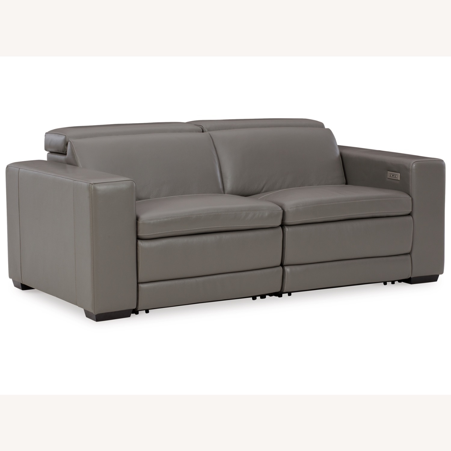 Ashley Furniture Texline Light Gray Leather Loveseat - image-0