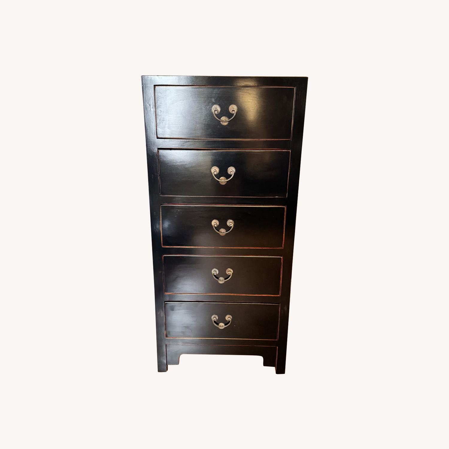 Vintage/Antique Asian Black Lacquer Tall Dresser - AptDeco Vintage/Antique Asian Black Lacquer Tall Dresser - AptDeco